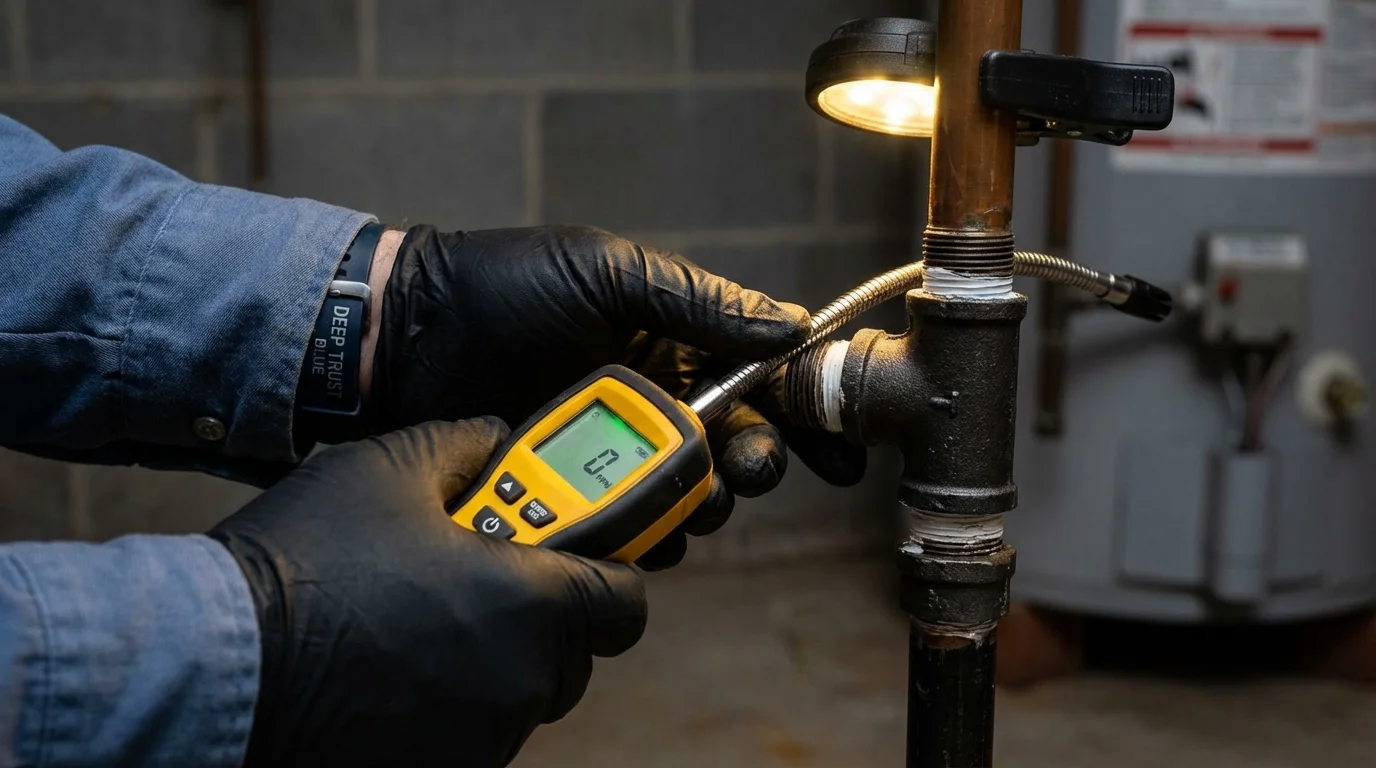 Gas leak detection with electronic sniffer by Johns Plumbing LLC in Hagerstown