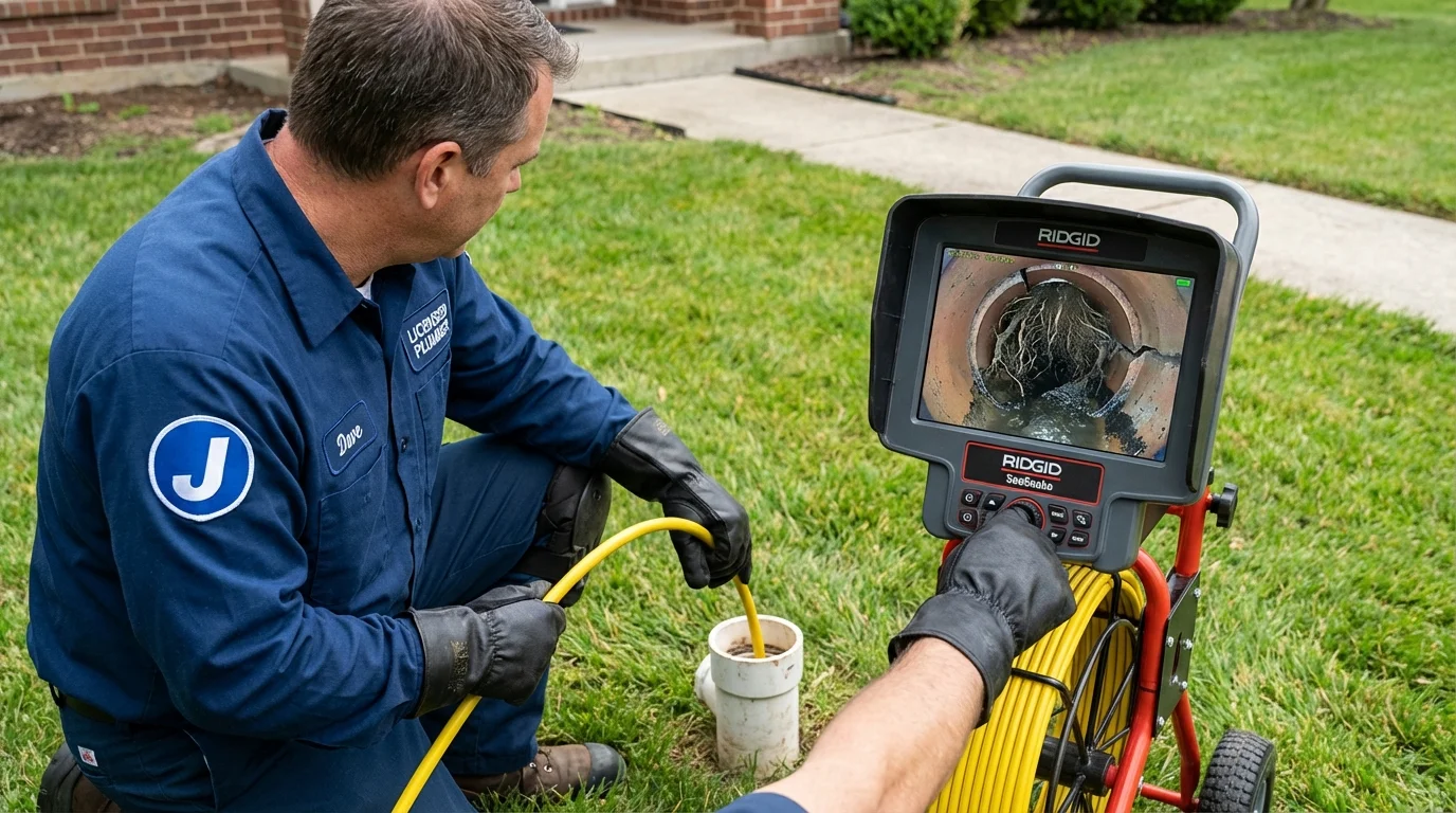 Sewer camera inspection being performed by Johns Plumbing LLC in Hagerstown